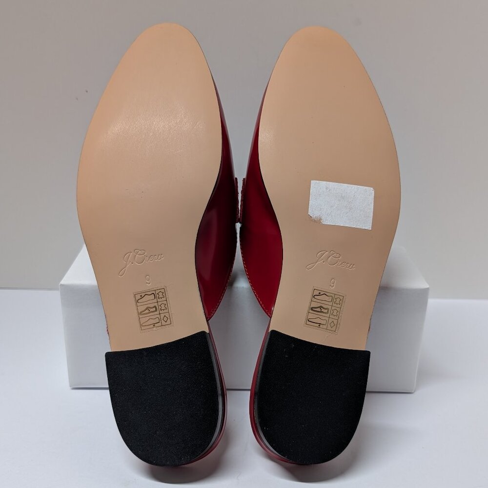 J. Crew Academy Penny-Loafer Mules in Cherry Apple Red Patent Leather - Picture 12 of 16